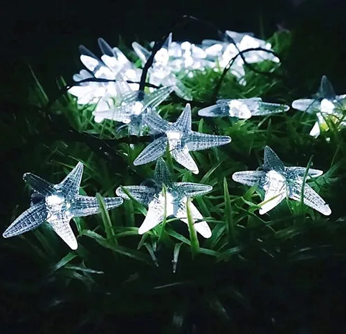 Miniatura 24 de Luces solares de estrella de mar, impermeables, de 15.7 pies, 20 luces LED de noche con estrellas de mar y océano, mar, mundo, luces de noche