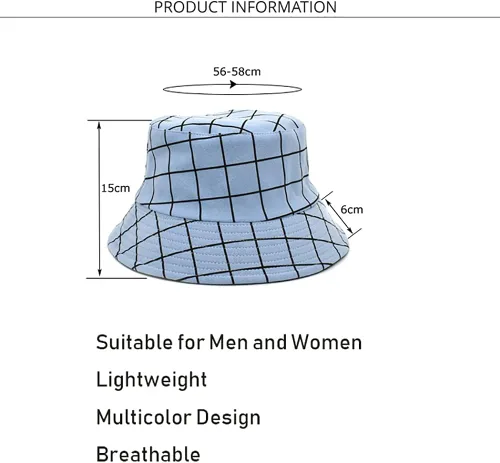 Miniatura 4 de Sombreros reversibles a cuadros para hombres y mujeres, para exteriores, primavera, verano, pesca, pescador, gorra de sol plegable