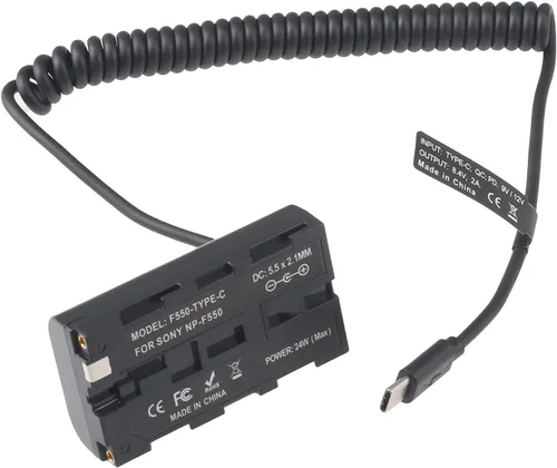 Miniatura 3 de FocusFoto Cable adaptador de batería ficticia USB-C a NP-F550 para Sony NP-F970 NP-F570 NP-F750 NP-F770 F960 F530 F330 para alimentar la cámara