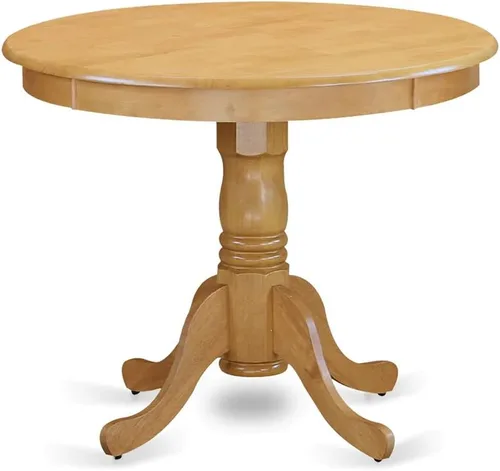 Miniatura 4 de East West Furniture ANNO5-OAK-W - Juego de muebles de comedor de 5 piezas que incluye una mesa de comedor redonda con pedestal y 4 sillas de asiento
