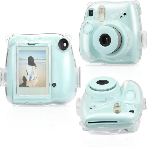 Miniatura 4 de Fintie Funda protectora transparente para cámara Fujifilm Instax Mini 7+ de película instantánea - Carcasa rígida de cristal con correa de hombro