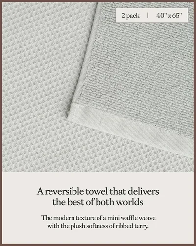 Miniatura 3 de Cozy Earth Toallas de baño de punto gofre, 60% algodón, 40% viscosa de bambú, 40 x 65 pulgadas, rizo suave y absorbente, reversible, patrón de punto