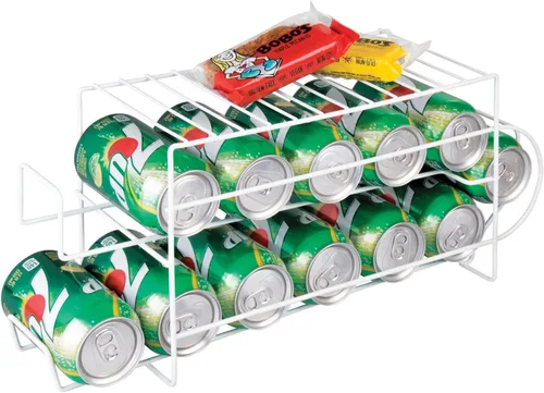 Miniatura 3 de mDesign Organizador de 2 niveles de alambre de metal con estante superior para despensa de cocina, encimera, gabinete, capacidad para 12 latas