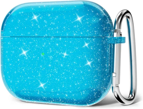 Miniatura 8 de Svanove Funda para Airpods Transparente con Purpurina, Funda Brillante y Bonita para Airpods de 1ª y 2ª Generación con Llavero, Carcasa Rígida