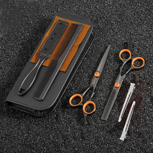 Miniatura 5 de Kit de tijeras para cortar y degrafilar el cabello, kit profesional de tijeras para mezclar cabello Fcysy, tijeras de peluquero para corte