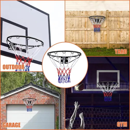 Miniatura 6 de Geta de aro de baloncesto de 18 pulgadas, red de aro de repuesto para borde de baloncesto para interior y exterior