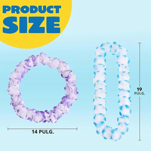 Miniatura 4 de JOYIN Juguete de 12 unidades de leis hawaianos a granel, flor tropical Lei hawaiana Lei playa Hawaii Luau recuerdos de fiesta decoración suministros