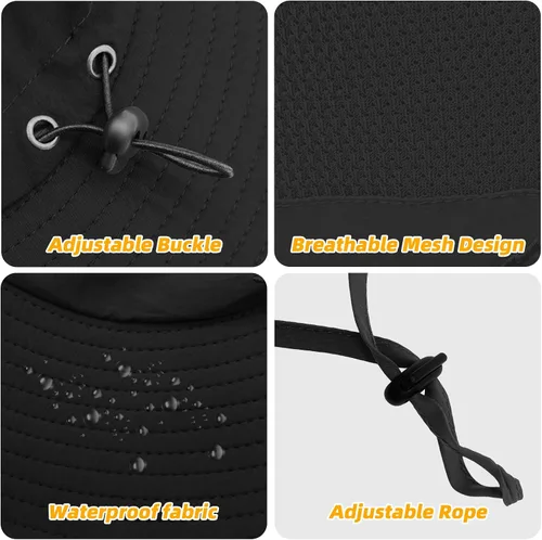 Miniatura 3 de Sombrero de pesca para hombre, sombrero de protección solar con malla extraíble, cubierta de solapa para el cuello, correa resistente al viento