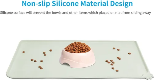 Miniatura 2 de AUDWUD - Tapete de silicona, impermeable y antideslizante para alimentos de perros y gatos, para tazón de mascotas Beige verdoso