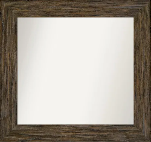 Miniatura 102 de Amanti Art Espejo personalizado, espejo de baño marrón Fencepost, espejo de pared o espejo de tocador de baño sobre el fregadero (27 x 27 pulgadas)