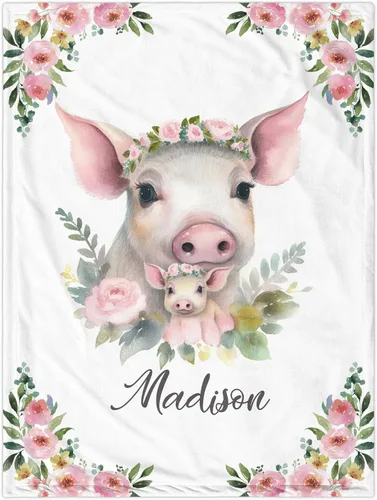 Miniatura 20 de Manta de bebé personalizada con llama, manta de bebé para niña pequeña, manta de bebé floral con nombre que recibe manta de bebé, manta de felpa