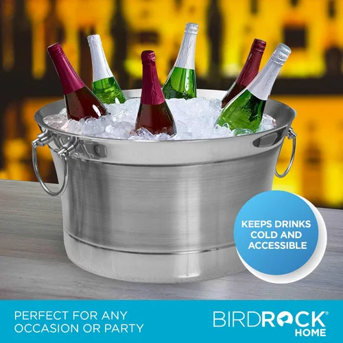 Miniatura 5 de BirdRock Home Bañera redonda de doble pared para bebidas Acero inoxidable Pequeña