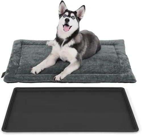 Miniatura 14 de Almohadilla y bandeja lavable a máquina BOWHAUS para jaula de perro de 24 pulgadas, alfombra plana antideslizante y cómoda para dormir y bandeja