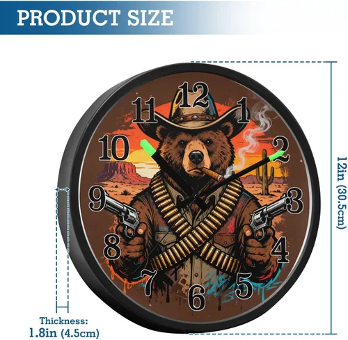 Miniatura 3 de Silent Non-Ticking Battery Operated Clock Luminous Voice-Activated Clocks Sunset Cowboy Beer Retro 12 Inch for Office, Home, Bathroom, Kitchen