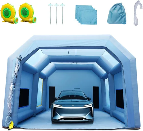 Miniatura 19 de VEVOR Cabina de Pintura Inflable Portátil, Cabina de Pulverización Inflable de 13 x 8 x 8 pies, Carpa de Pintura para Automóvil con Sistema
