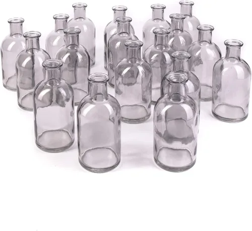 Miniatura 14 de Serene Spaces Living Juego de 6 jarrones de botella de medicina para flores de tallo largo - Tamaño pequeño, juego de jarrones turquesa Pequeño azul