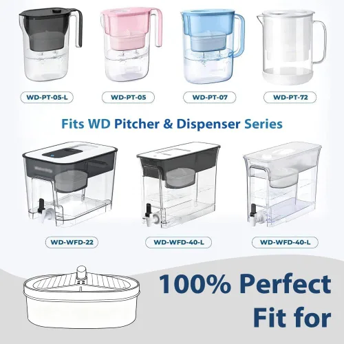 Miniatura 3 de 3 filtros de agua de repuesto para todos los sistemas de filtración de jarra de gota de agua, apto para gotas de agua, WD-PF-01A Plus, reduce PFAS