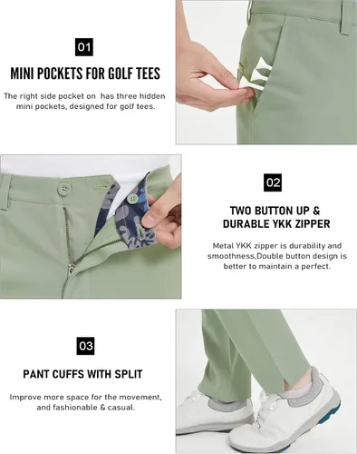Miniatura 4 de Lesmart Pantalones de golf para hombre, elásticos, ajustados, ligeros, transpirables, de ajuste seco, con bolsillos