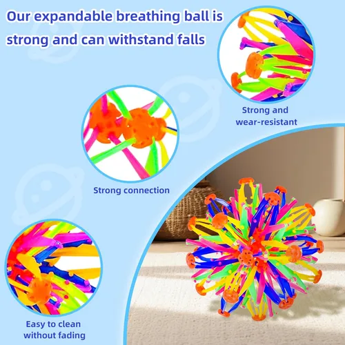 Miniatura 6 de 2 piezas de juguete de bola de respiración expandible de esfera colorida – Bola antiestrés para aliviar la ansiedad, juguete sensorial y Fidget