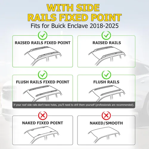 Miniatura 2 de AUXMART Barra transversal para portaequipajes para Buick Enclave 2018-2026 con rieles laterales