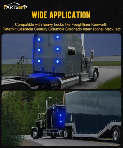 Miniatura 7 de Partsam - Luces traseras redondas de 4 pulgadas con 21-2835 LEDs azules, luces auxiliares de carga de carga con zócalo 1157, junta TPE, lente