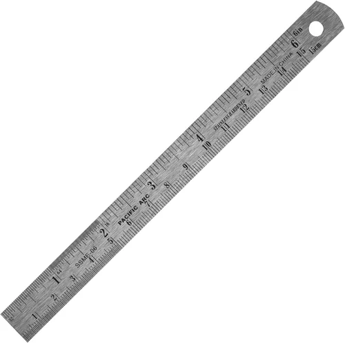 Miniatura 12 de Paquete de 2 reglas Pacific Arc de acero inoxidable de 12 pulgadas con mesa de conversión métrica y pulgadas