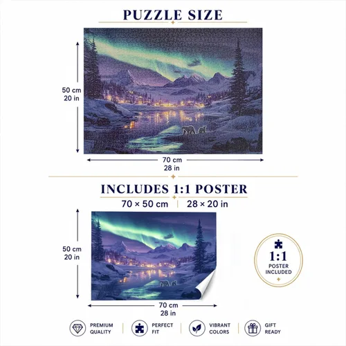 Miniatura 4 de Rompecabezas de 1000 piezas para adultos, auroras boreales, rompecabezas de oso polar, imposibles, difíciles, desafiantes para adolescentes