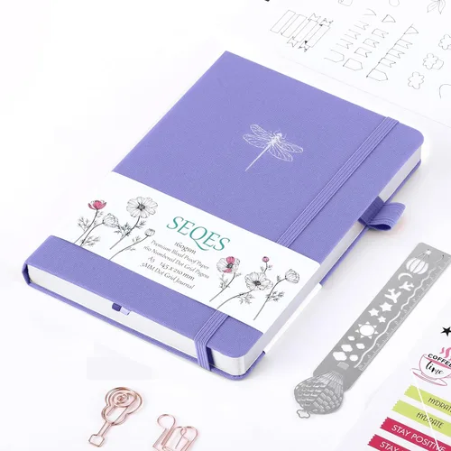 Miniatura 15 de Cuaderno Diario Punteado de Bala A5 Papel Grueso de 160gsm a Prueba de Sangre, Encuadernación Plana, 160 Páginas Numeradas Cuaderno