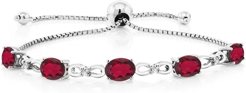Miniatura 18 de Gem Stone King Pulsera de tenis de diamantes cultivados en laboratorio con piedra natal de 3-6 quilates para mujer, plata de ley 925, ovalada