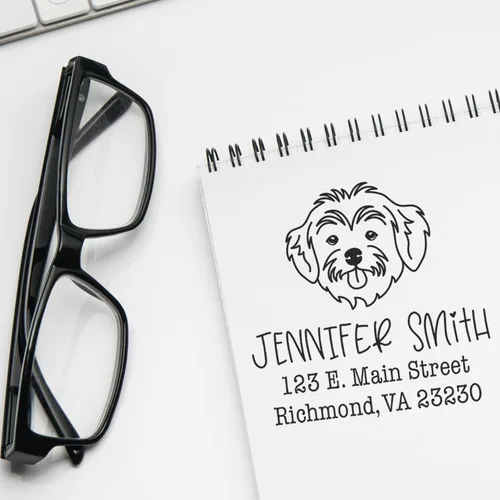Miniatura 34 de Sello de dirección personalizado Basset Hound – Sello personalizable con nombre y dirección para sobres, ideal para amantes de los perros