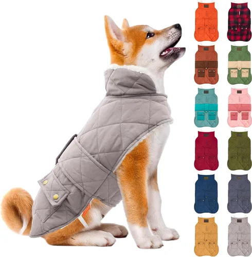 Miniatura 9 de KYEESE Abrigo para Perros Cálido Abrigo de Invierno Acolchado para Mascotas con Agujero para la Correa Chaqueta Suave para Perros con Bolsillo