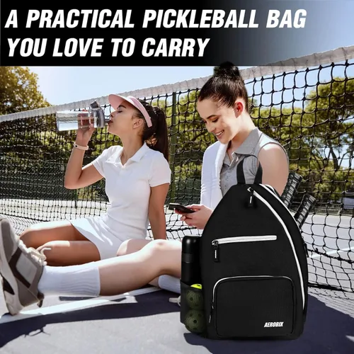 Miniatura 6 de Bolsa de Pickleball AEROBIX para Mujeres y Hombres, Mochila de Pickle Ball - Cremalleras Mejoradas, Gran Capacidad, Bolsillo Acolchado para Pala