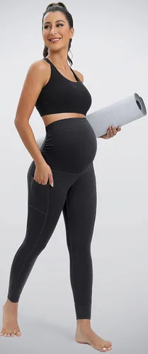 Miniatura 6 de IUGA Leggings de maternidad sobre el vientre, leggings de entrenamiento de maternidad con bolsillos, leggings de embarazo para mujer, ropa deportiva