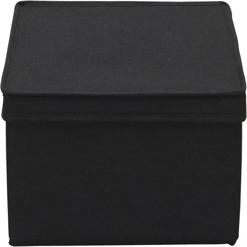 Miniatura 6 de Household Essentials Caja de almacenamiento grande de tela con tapa, color negro, juego de 2