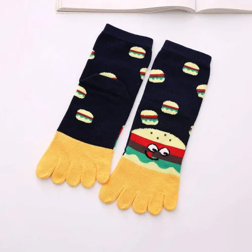 Miniatura 4 de Calcetines de algodón para mujer, calcetines de cinco dedos, coloridos y divertidos, calcetines casuales para mujer