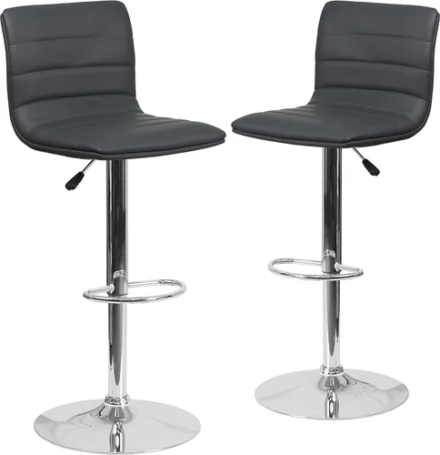 Flash Funiture silla de bar ajustable con base cromada, Vinilo, Gris