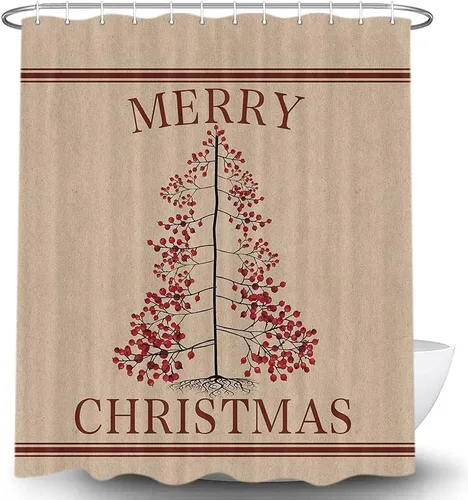 Miniatura 9 de DYNH Juego de cortinas de ducha con fondo de Navidad, diseño de copo de nieve blanco y plateado, cortinas de baño de tela de alta calidad