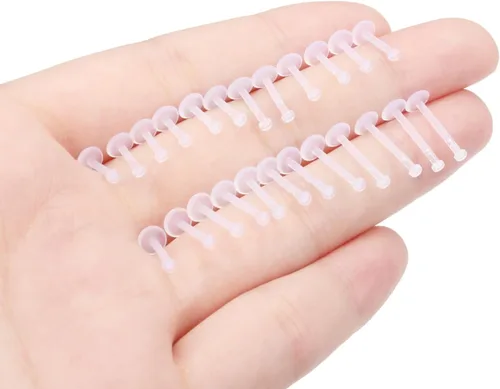 Miniatura 2 de 16G 18G 20G Pendientes de plástico transparentes, tachuelas de nariz, retenedor de piercing para cirugía, deporte, trabajo, labio, labret, Medusa