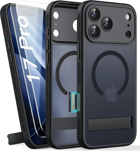 Miniatura 46 de BXYJY Funda magnética para iPhone Air con soporte, compatible con MagSafe, botón de control de cámara, protección completa de la lente, caída