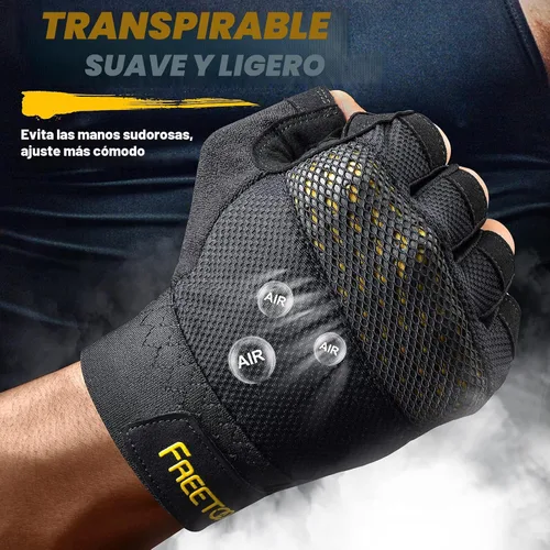 Miniatura 6 de FREETOO - Guantes de entrenamiento para hombres, guantes para levantamiento de pesas con protección completa de la palma, ultra ventilados