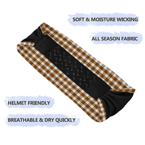 Miniatura 2 de Café Marrón Bronce Gingham banda elástica para el cabello para baloncesto baloncesto bandas elásticas para el cabello