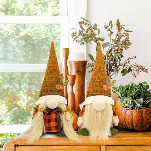 Miniatura 8 de Decoraciones de Acción de Gracias para el hogar - Decoración de otoño - Linda muñeca de felpa de gnomos de Acción de Gracias para oficina