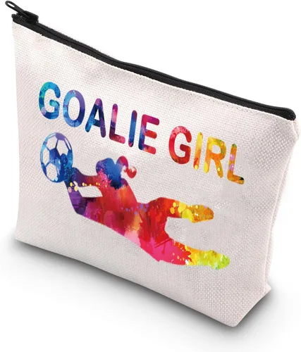 BDPWSS Bolsa de maquillaje de portero para niña, bolsa de portero de fútbol, portero, defensor, bolsa de viaje, regalo de portero de fútbol, Chica