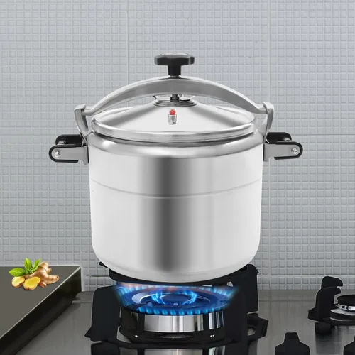 Miniatura 3 de Olla a presión de aluminio de 31.7 cuartos de galón, 2 válvulas de seguridad, 5 PSI de gran capacidad, olla para cocinas o uso comercial, estufas