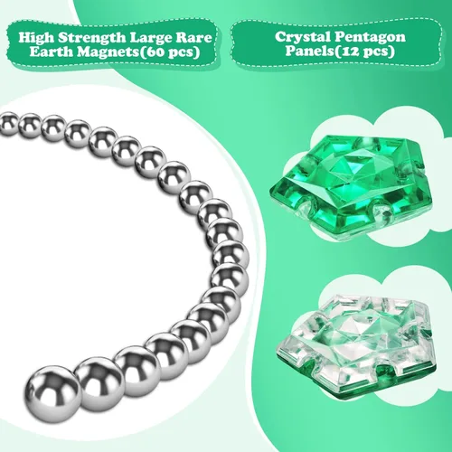 Miniatura 2 de Esfera antiestrés magnética - Bolas magnéticas de pentágonos - Juego de 12 piezas - Verde cristal - Juguete de imanes antiestrés - Creatividad más