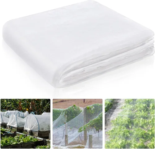 Hoolerry Mosquitera ultra fina para jardín, cubiertas grandes para plantas, pájaros, blanco, malla de polietileno para proteger verduras, frutas,
