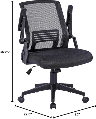 Miniatura 11 de Techni Mobili, Silla ergonómica negra de malla de oficina Mid-back office chair, lumbar support, breathable mesh back, height adjustable, flip-up