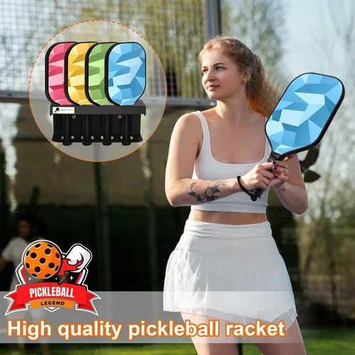 Miniatura 7 de Soporte para raquetas de pickleball con capacidad para 4/12 palas de pickleball con etiqueta para rastrear a los jugadores siguientes, soportes
