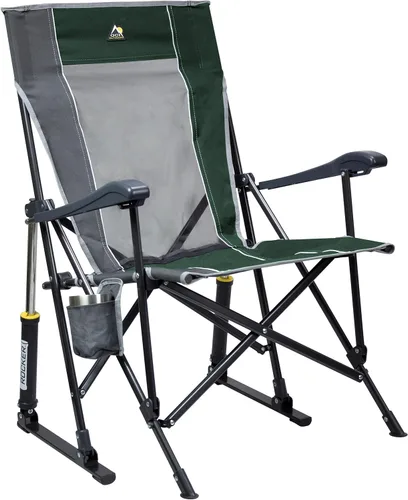 GCI Outdoor Roadtrip Rocker Silla de Camping | Silla Mecedora Portátil y Plegable con Reposabrazos Sólidos y Duraderos, Portavasos y Respaldo Verde