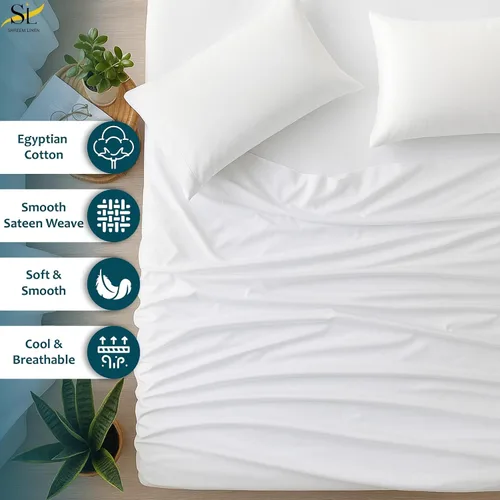 Miniatura 36 de Shreem Linen Olympic - Juego de sábanas tamaño Queen de 66 x 80 pulgadas, 100% algodón egipcio, juego de ropa de cama de 4 piezas, se adapta a Azul